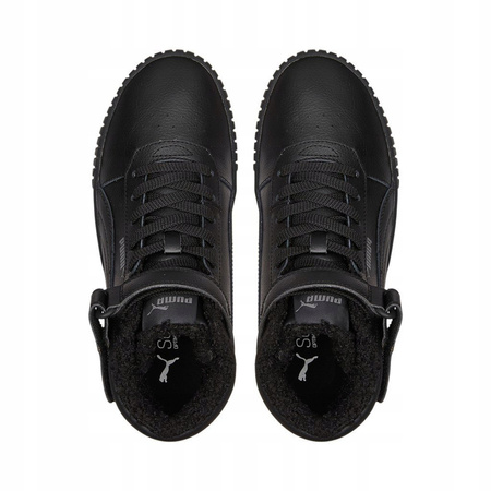 Wyprzedaż - Buty zimowe damskie Puma Carina 2.0 Mid Winter sportowe ocieplane z futerkiem czarne (385852-01)