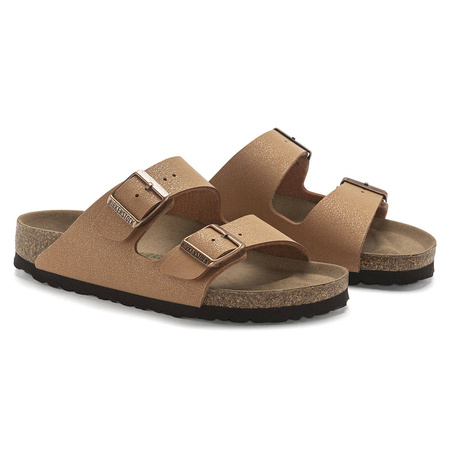 Klapki damskie Birkenstock Arizona Birko-Flor Nubuk Pecan wegańskie standard szerokie (1025006)