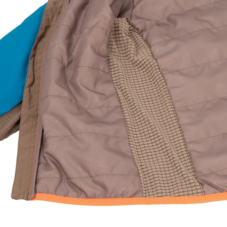 Kurtka ultralekka przejściowa dziecięca dla chłopca/dziewczynki Trollkids Kids Halsafjord Jacket mocca brown/atlantic blue/glow orange (616-822)