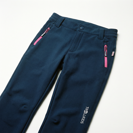 Spodnie softshellowe dziewczęce/chłopięce Trollkids Kids Fjell Softshell Pant granatowe (117-114)