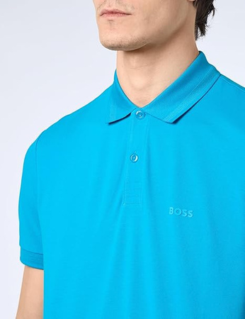 Wyprzedaż - Koszulka Polo męska BOSS Pio 1 Turquoise/Aqua regular fit turkusowa (50507583-442)