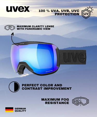 Gogle narciarskie damskie/męskie Uvex Downhill 2100 CV snowboardowe sportowe czarne (55/0/392/2030/UNI)