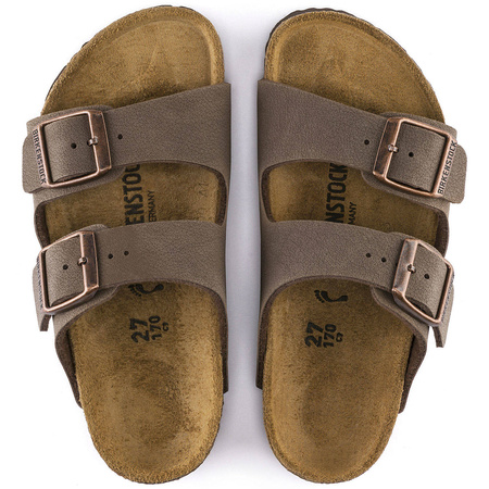 Klapki Birkenstock Arizona Kids Birko-Flor Nubuk Mocha narrow wąskie dziecięce młodzieżowe (0552893)