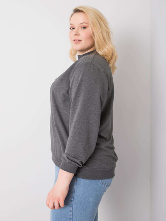 Ciemnoszara melanżowa bluza plus size basic (RV-BL-6299.11)