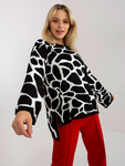 Biało-czarny wzorzysty sweter oversize   (RV-SW-14276.09X)