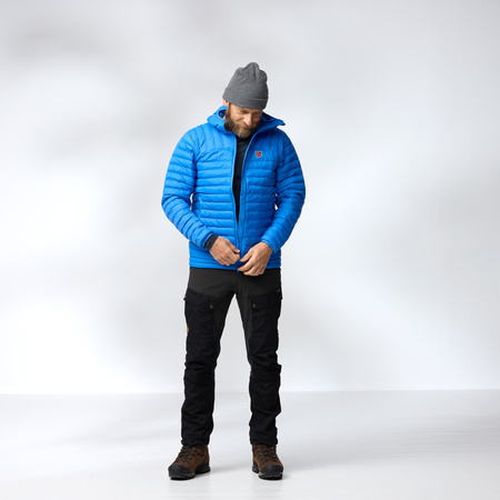 Wyprzedaż - Kurtka zimowa z kapturem męska Fjällräven Expedition Lätt Hoodie M UN Blue puchowa niebieska (F86119-525)
