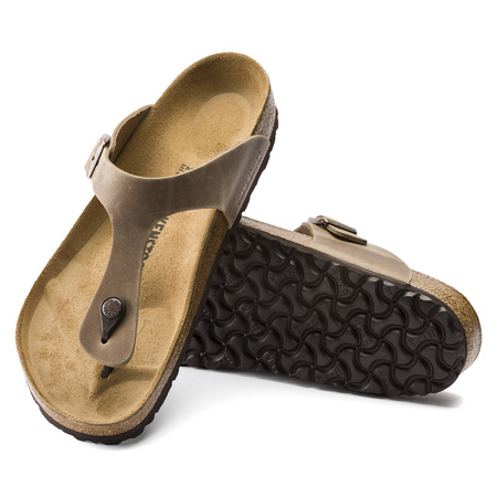 Japonki damskie Birkenstock Gizeh Oiled Leather Tabacco Brown Regular szerokie (0943811)