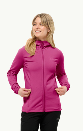 Bluza polarowa z kapturem damska Jack Wolfskin Baiselberg Hooded FZ W sportowa różowa (1710772_2318)