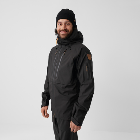 Kurtka z kapturem trekkingowa męska Fjällräven Keb Eco-Shell Jacket M Black outdoorowa czarna (F82411-550)