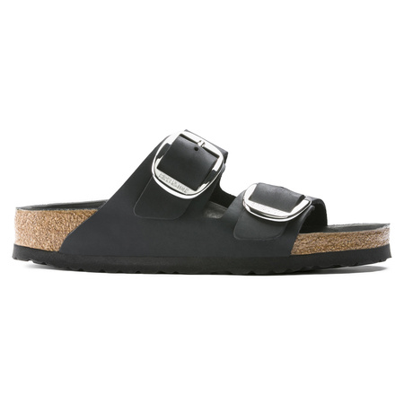 Klapki damskie Birkenstock Arizona Big Buckle Oiled Leather Black narrow wąskie (1011075)