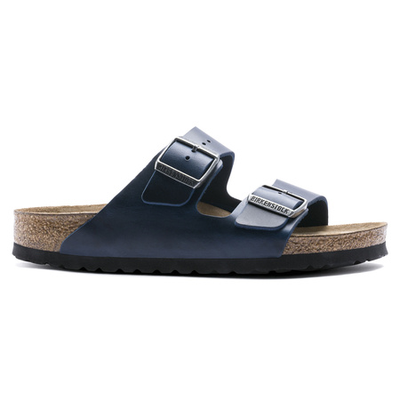 Klapki Birkenstock Arizona Soft Footbed Oiled Leather Narrow damskie/męskie Blue Niebieskie na wąską stopę olejowana skóra (1013644)