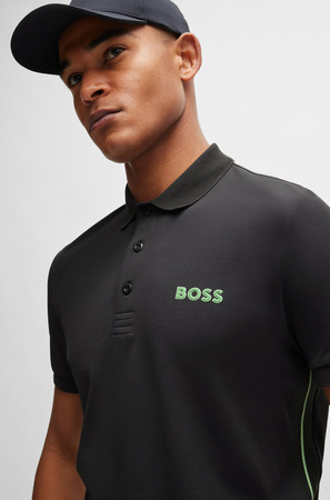 Wyprzedaż - Koszulka Polo męska BOSS Paule Charcoal slim fit czarna (50512789-016)