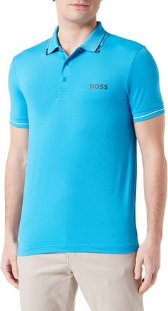 Koszulka Polo męska BOSS Paul Pro Turquoise/Aqua slim fit turkusowa (50506203-442)