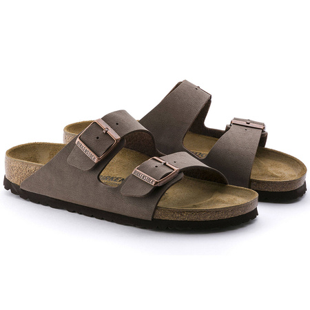 Klapki damskie brązowe Birkenstock Arizona Birko-Flor Nubuck Mocha narrow wąskie (0151183)