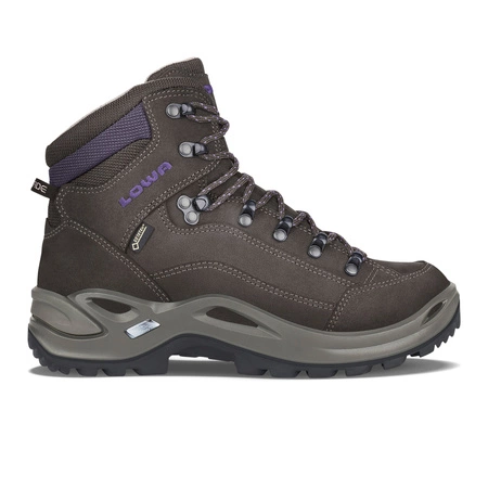 Wyprzedaż - Buty trekkingowe damskie szare Lowa RENEGADE GTX MID Ws schiefer/brombeere Gore-Tex trapery skórzane nieprzemakalne szare (320945 7937)