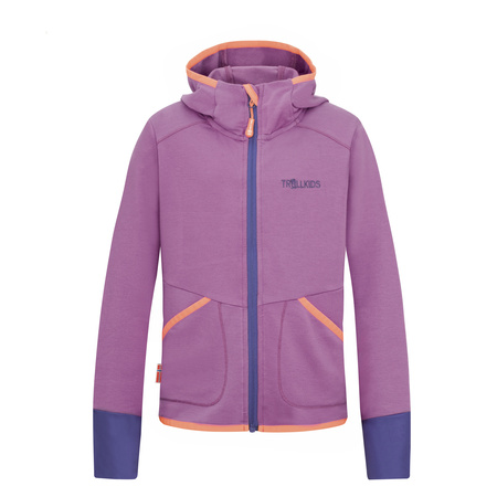 Kurtka polarowa dziecięca dla dziewczynki Trollkids Girls Saltfjord Jacket mallow pink/papaya/violet blue (528-242)