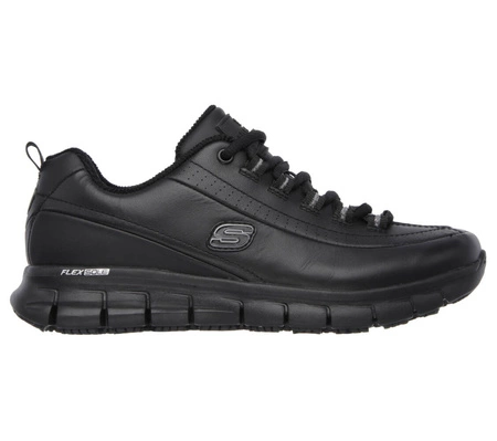 Buty sportowe damskie Skechers Sure Track Trickel sneakersy skórzane czarne (76550EC-BLK)