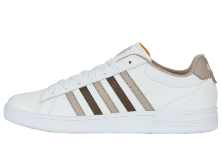Męskie sneakersy K-Swiss COURT TIEBREAK II WHITE/TAUPE/TEAK/JURASSIC GOLD-M (04413-986-M)