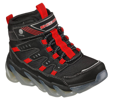 Wyprzedaż - Buty sportowe dziecięce Skechers S-Lights Mega Surge lampki led w podeszwie czarne (400131L-BKRD)