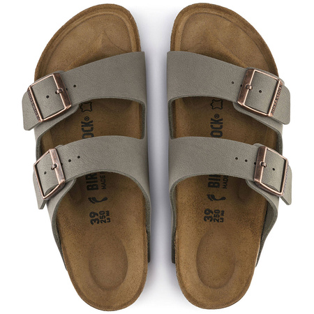 Klapki damskie/męskie szare Birkenstock Arizona Birko-Flor Nubuck Stone narrow wąskie (0151213)