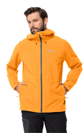 Wyprzedaż - Kurtka przeciwdeszczowa męska Jack Wolfskin HIGHEST PEAK JACKET M orange pop (1115131_3087)