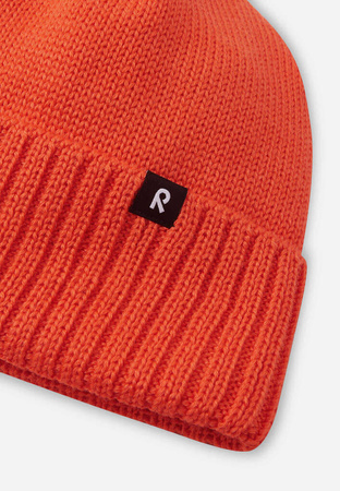 Wyprzedaż - Czapka zimowa dziecięca Reima Beanie Kalotti Red Orange Junior z certyfikowanej wełny pomarańczowa (5300232A-2820)