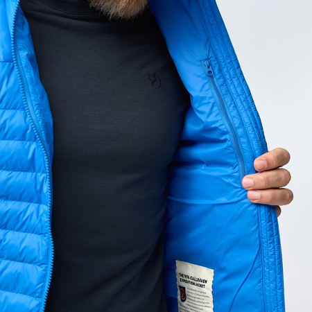 Wyprzedaż - Kurtka zimowa z kapturem męska Fjällräven Expedition Lätt Hoodie M UN Blue puchowa niebieska (F86119-525)