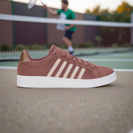 Sneakersy damskie K-Swiss Court Tiebreak SDE ze skóry naturalnej różowe (97012-665-M)