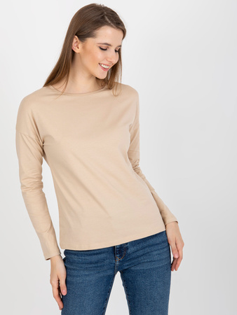 Beżowa bluzka longsleeve z bawełny BASIC FEEL GOOD  (RV-BZ-5121.18)