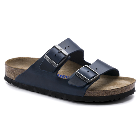 Klapki Birkenstock damskie/męskie Arizona Soft Footbed Oiled Leather Regular Blue Niebieskie na szeroką stopę olejowana skóra (1013643)