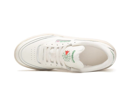 Sneakersy skórzane damskie Reebok Club C Extra W Chalk Glen Green buty sportowe beżowe (100010060)