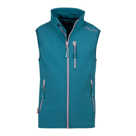 Kamizelka softshellowa dziecięca dla chłopca/dziewczynki Trollkids Kids Trollfjord Vest teal/mauve (306-334)