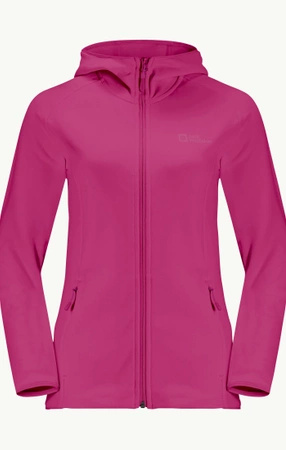 Wyprzedaż - Bluza polarowa z kapturem damska Jack Wolfskin Baiselberg Hooded FZ W sportowa różowa (1710772_2318)