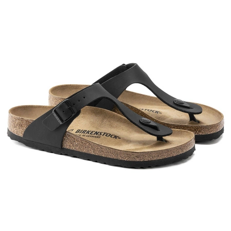 Japonki damskie/męskie Birkenstock Gizeh Birko-Flor Black skórzane regular szerokie (0043691)