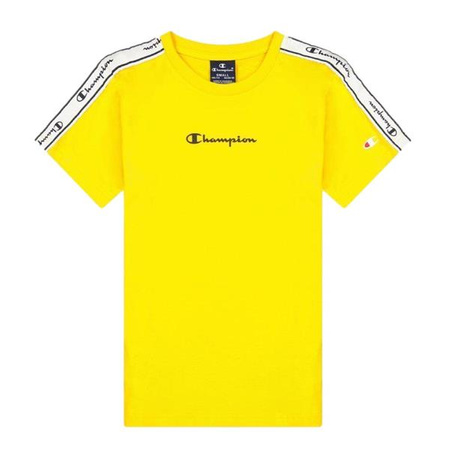 Żółty T-shirt chłopięcy Champion Legacy z okrągłym dekoltem (305921YS011)