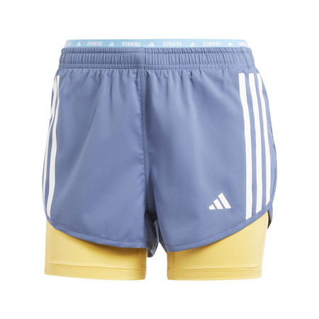 Spodenki adidas Own The Run 3-Stripes 2-IN-1 Short W Niebiesko-Pomarańczowe (IK5016)