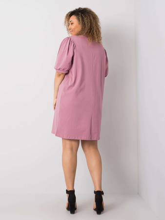 Wyprzedaż - Brudnoróżowa sukienka plus size z bawełny (RV-SK-6319.65)