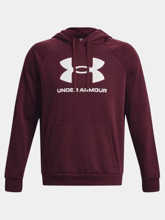 Bluza z kapturem męska UNDER ARMOUR Rival Fleece Logo z kieszonką kangurka bordowa (1379758-600)