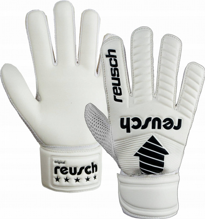 Wyprzedaż - Rękawice bramkarskie dziecięce Reusch Legacy Arrow Solid Junior białe (53/72/504/1100)