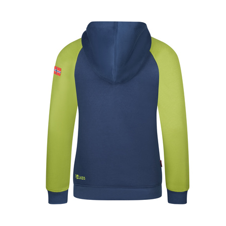 Bluza z kapturem dziecięca dla chłopca/dziewczynki Trollkids Kids Stavanger Sweater mystic blue/kiwi (981-142)