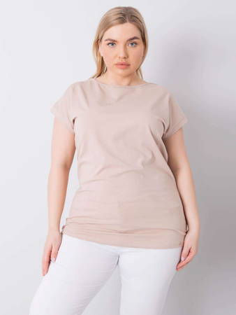 Beżowy t-shirt plus size z bawełny (RV-BZ-6327.67)