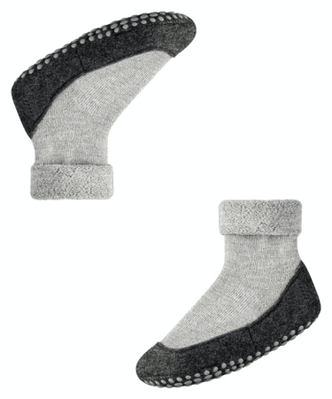 Kapcie dziecięce z wełną merino FALKE Cosyshoe Teens SO CP light grey antypoślizgowe (10560-3400)