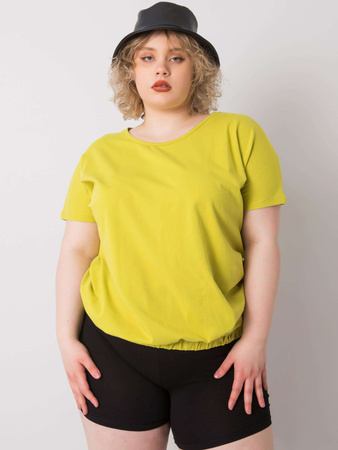 Jasnozielona bluzka plus size z bawełny (RV-BZ-6634.27)