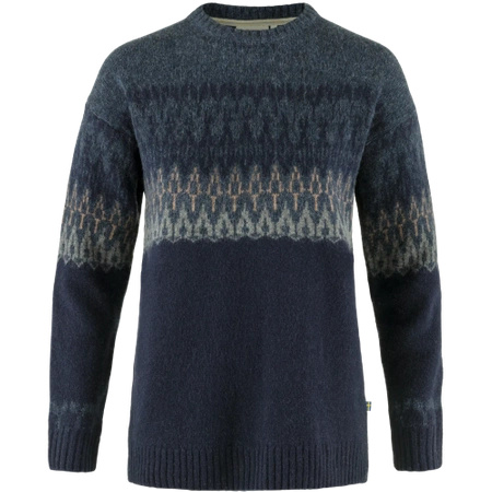 Sweter z żakardowej dzianiny damski Fjällräven Övik Path Knit W granatowy (F86992-555-560)