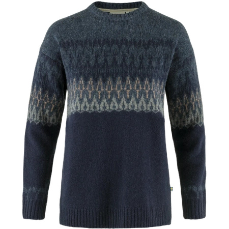 Wyprzedaż - Sweter z żakardowej dzianiny damski Fjällräven Övik Path Knit W granatowy (F86992-555-560)