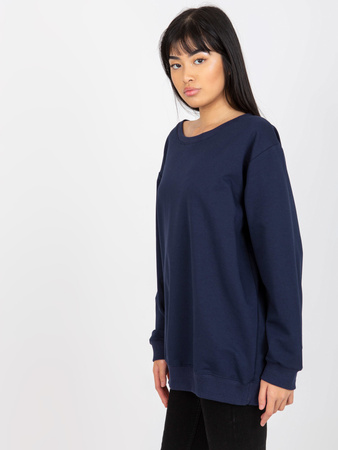 Granatowa gładka bluza bez kaptura oversize   (VI-BL-094.03P)