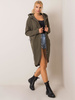 RUE PARIS Khaki długa bluza z kapturem (RV-BL-4858-1.99P)