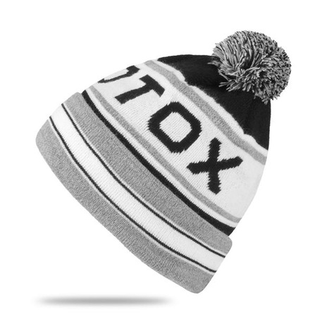 Czapka zimowa unisex Monotox MNTX NAME GREY beanie uniwersalna klasyczna z logo biało-szara (MX22111)