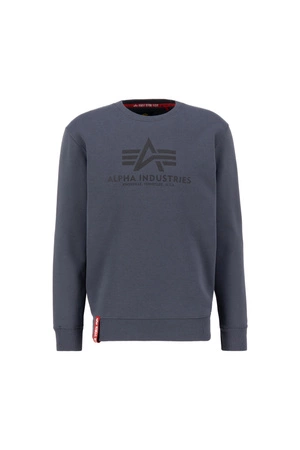 Bluza męska Alpha Industries Basic Sweater black nierozpinana nadruk logo szara (178302-412)