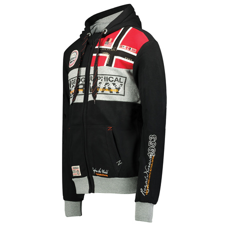 Bluza rozpinana męska Geographical Norway FLYER MEN 317 DISTRI A z kapturem czarna (WU6384H-GN-BLACK)